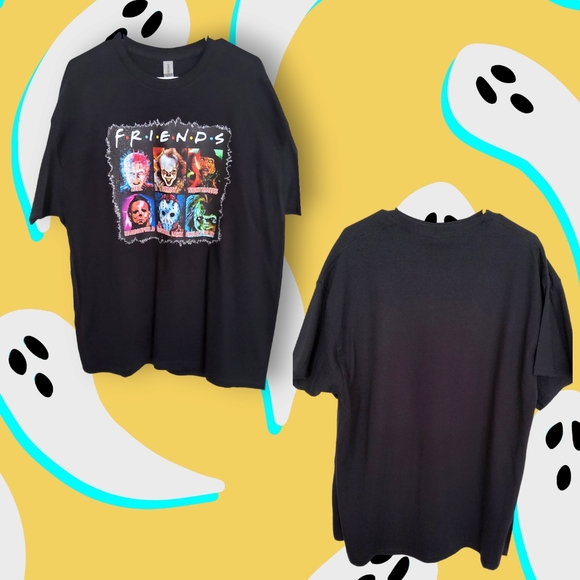 NWT!! Horror-Themed Iconic Friends Black Cotton T-Shirt In Various Sizes!! - Picture 14 of 15